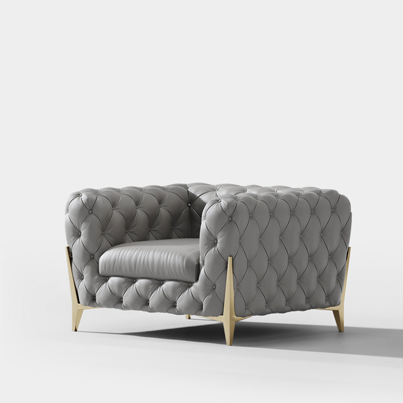 Tufted Contemporary Sofa in Gray 30.31" High Tuxedo Arm Sofa