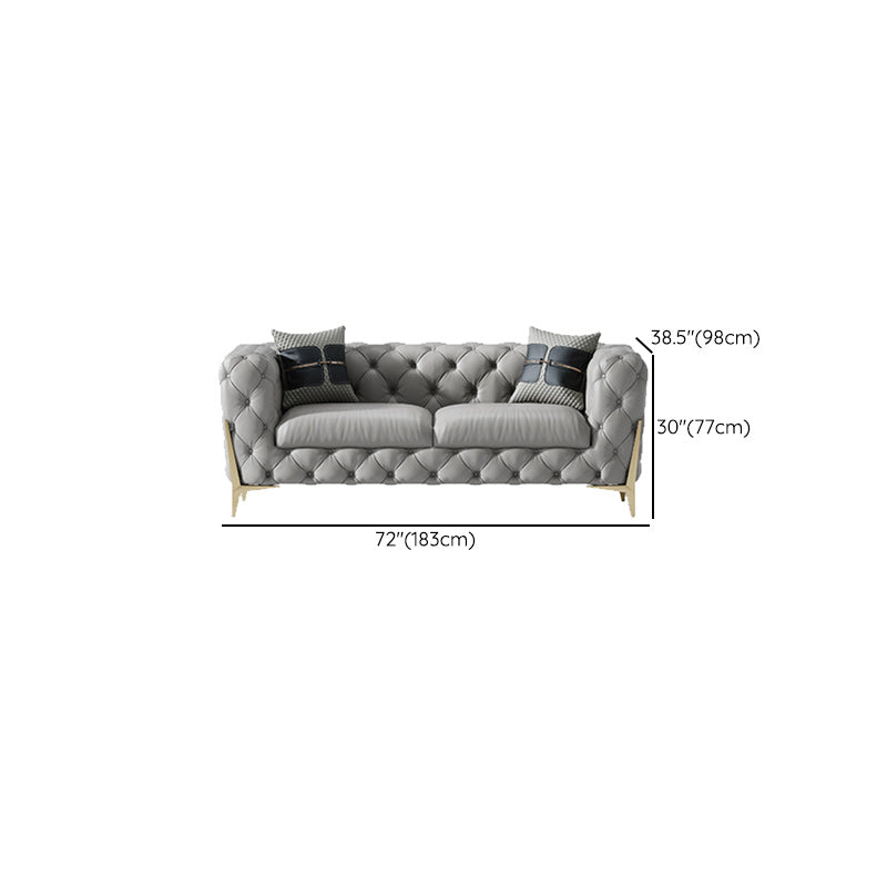 Tufted Contemporary Sofa in Gray 30.31" High Tuxedo Arm Sofa