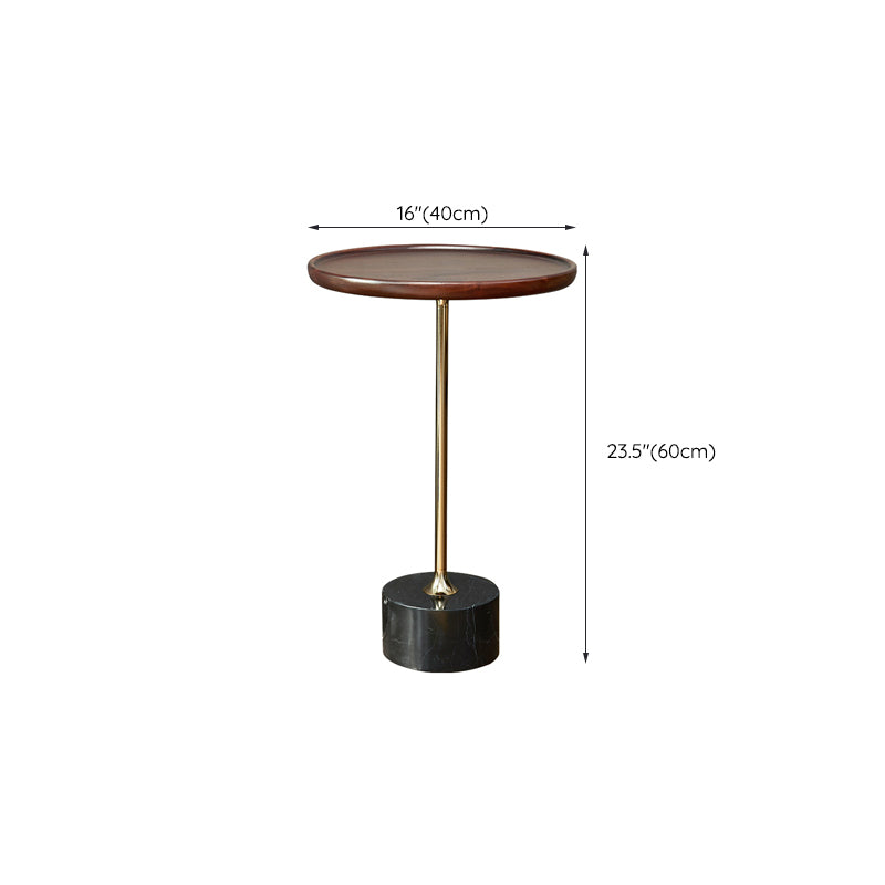 Contemporary Wood Round Top Side Table Marble Pedestal End Table