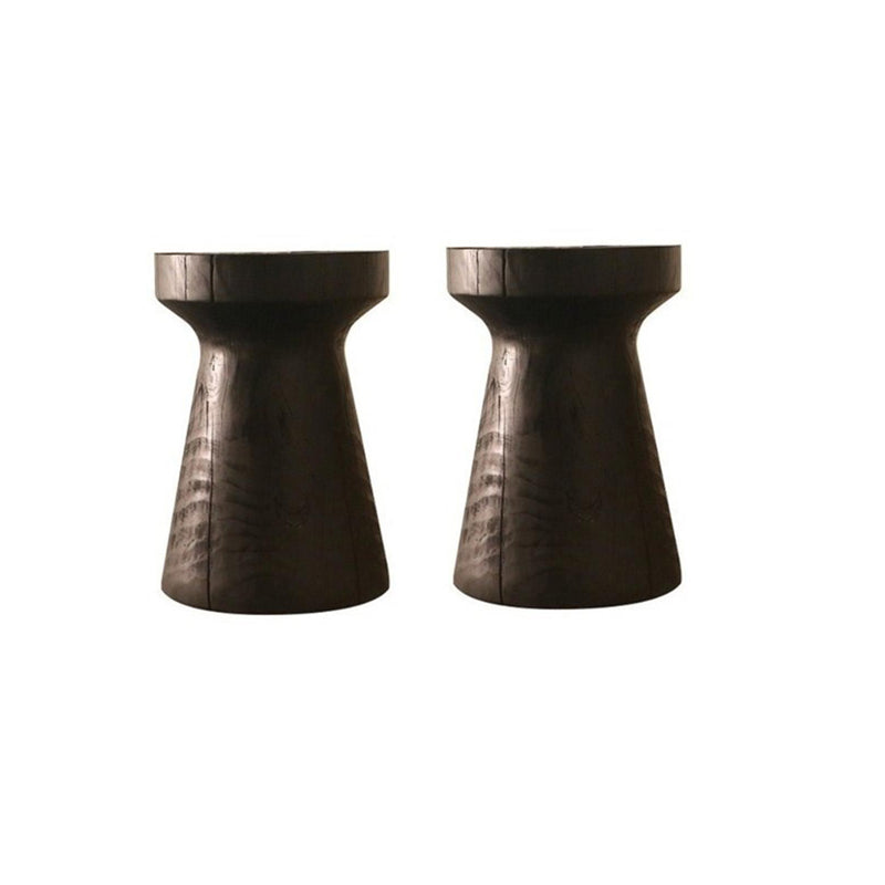 Scandinavian Round Solid Wood Top Side Table Pedestal End Table,16.5-inch