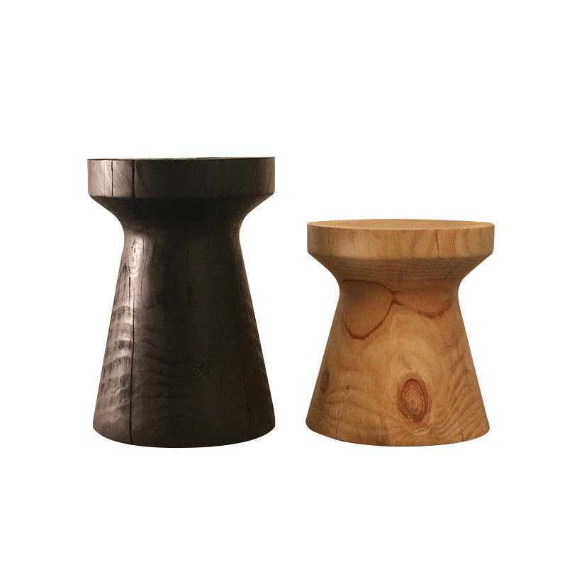 Scandinavian Round Solid Wood Top Side Table Pedestal End Table,16.5-inch