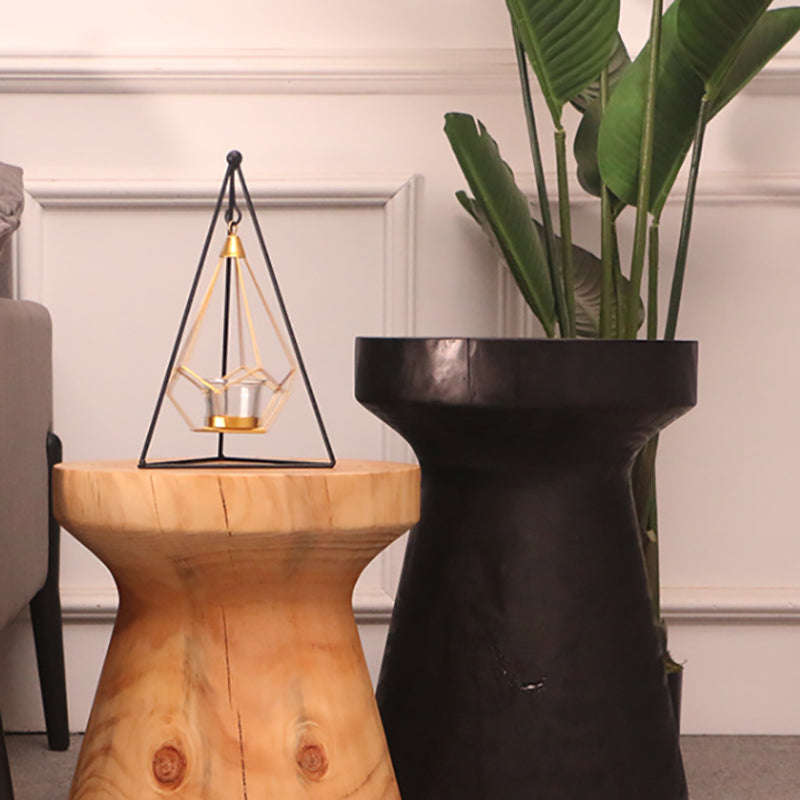 Scandinavian Round Solid Wood Top Side Table Pedestal End Table,16.5-inch