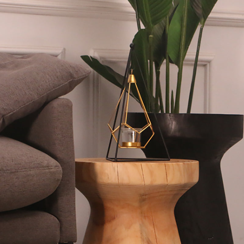 Scandinavian Round Solid Wood Top Side Table Pedestal End Table,16.5-inch