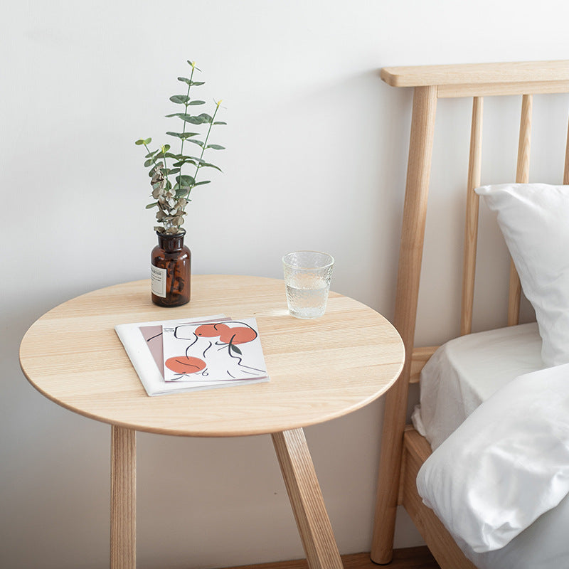Solid Wood Abstract Table Round Scandinavian Living Room End Table