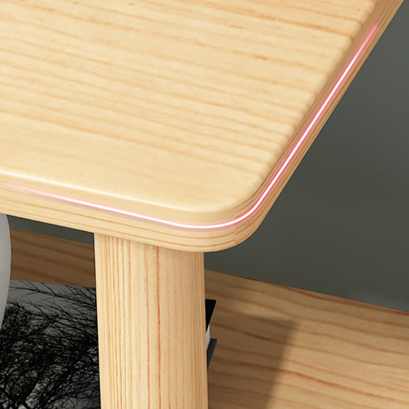 Modern Wood Side Table 20.86" Tall 4 Legs End Table with Shelf