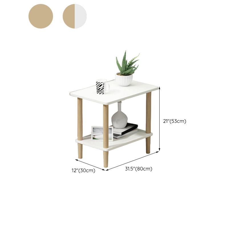 Modern Wood Side Table 20.86" Tall 4 Legs End Table with Shelf