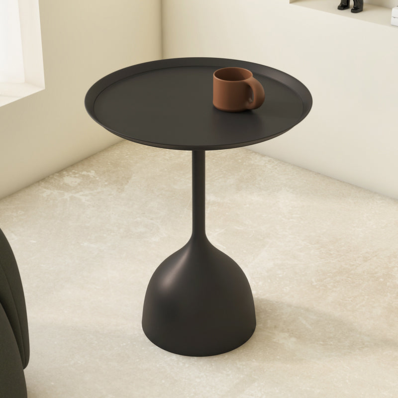 Mid-Century Round Tray Top Side Table 23.62" Tall Metal Pedestal End Table