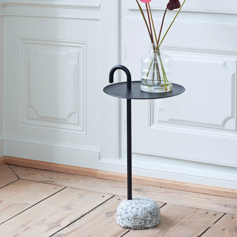 Mid-Century Metal Round Top Side Table 27" Tall Pedestal End Table