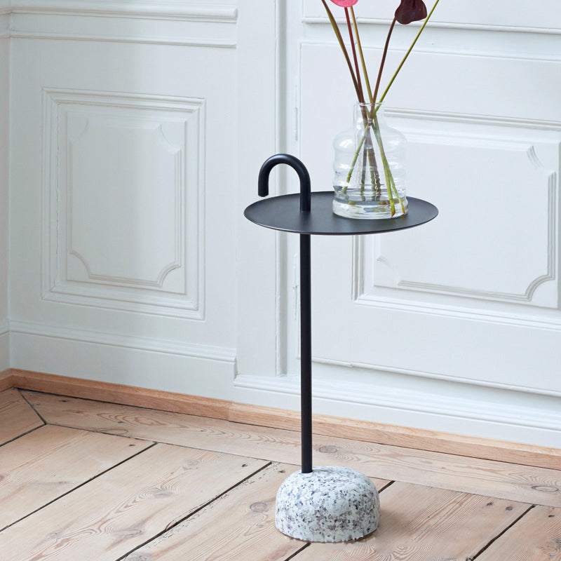 Mid-Century Metal Round Top Side Table 27" Tall Pedestal End Table