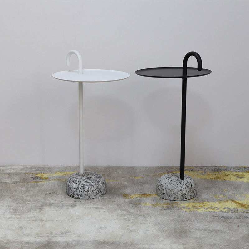 Mid-Century Metal Round Top Side Table 27" Tall Pedestal End Table