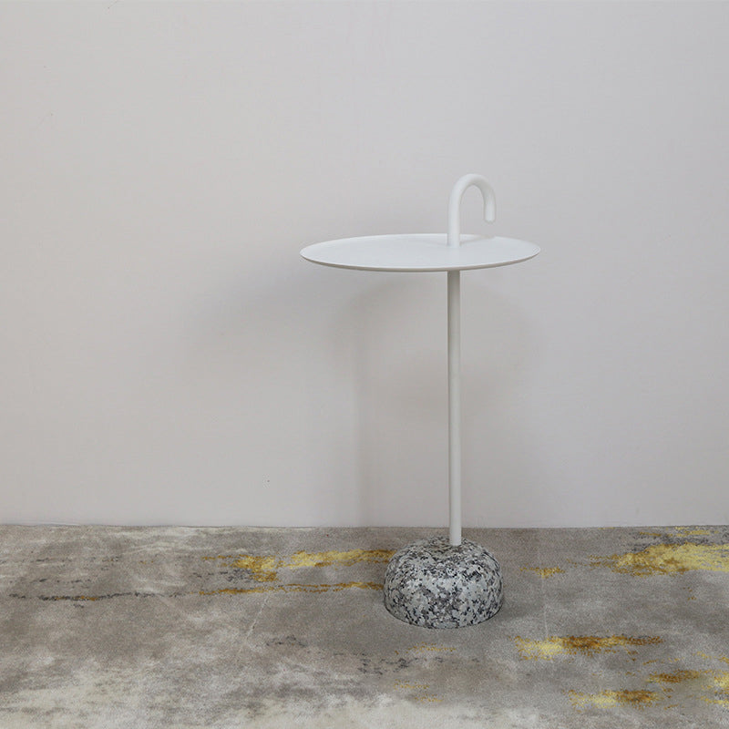 Mid-Century Metal Round Top Side Table 27" Tall Pedestal End Table