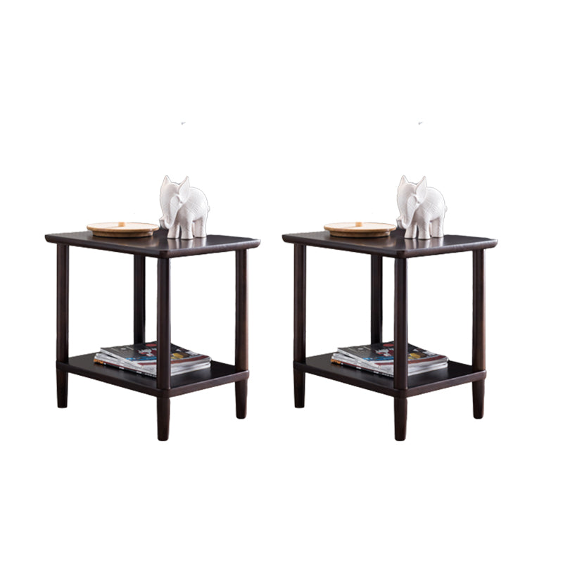 Contemporary Wood End Table Rectangular 4 Legs Side Table with Storage Shelf