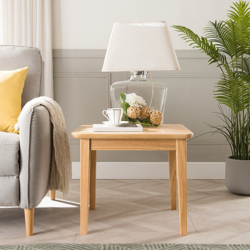 Modern Square End Table Solid Wood Top 4 Legs Sofa End Side Table