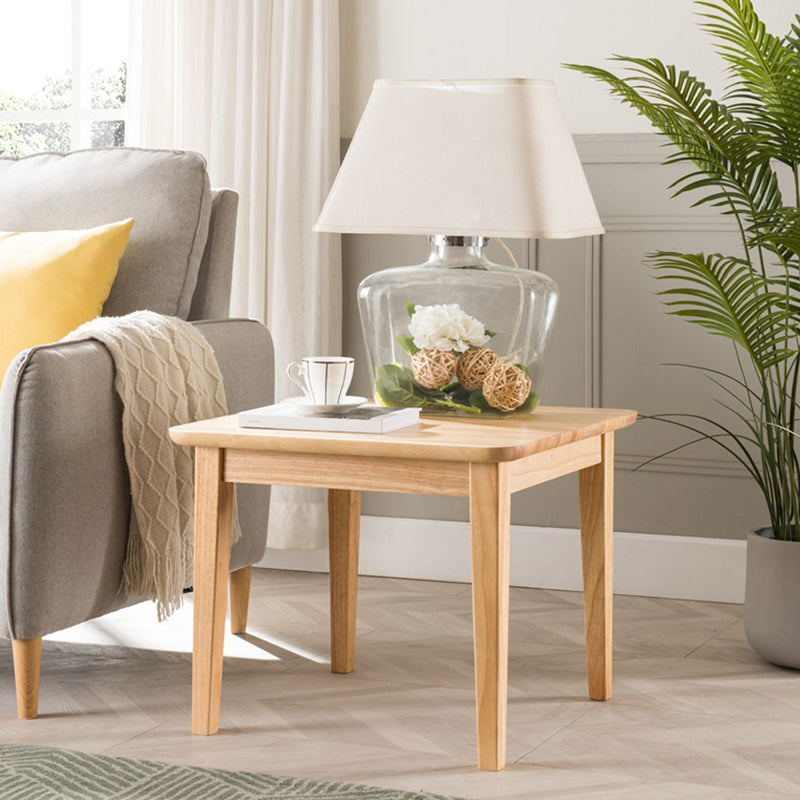Modern Square End Table Solid Wood Top 4 Legs Sofa End Side Table