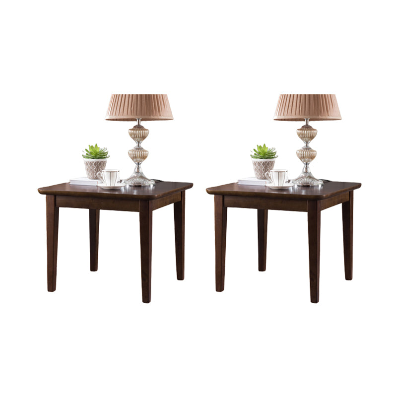 Modern Square End Table Solid Wood Top 4 Legs Sofa End Side Table