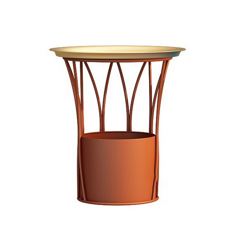 Round Tray Top Side End Table Metal Pedestal Side Table with Storage