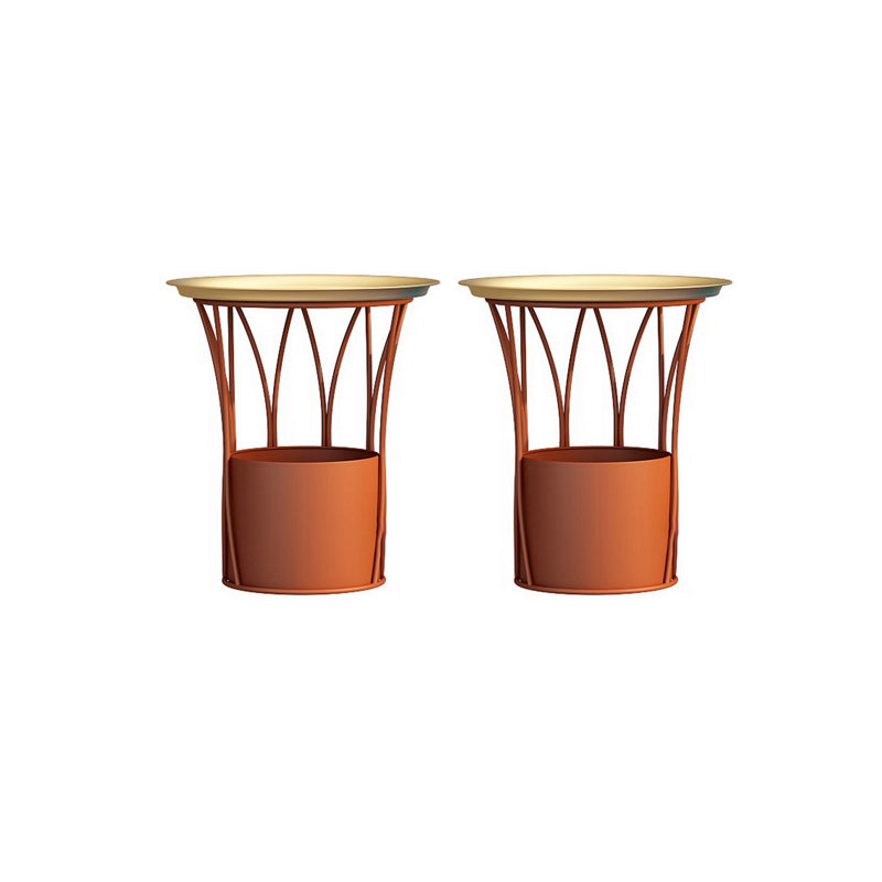 Round Tray Top Side End Table Metal Pedestal Side Table with Storage