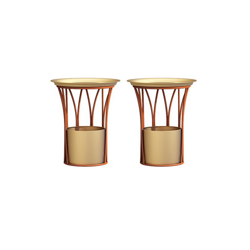Round Tray Top Side End Table Metal Pedestal Side Table with Storage