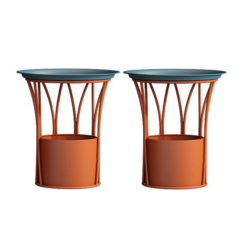 Round Tray Top Side End Table Metal Pedestal Side Table with Storage