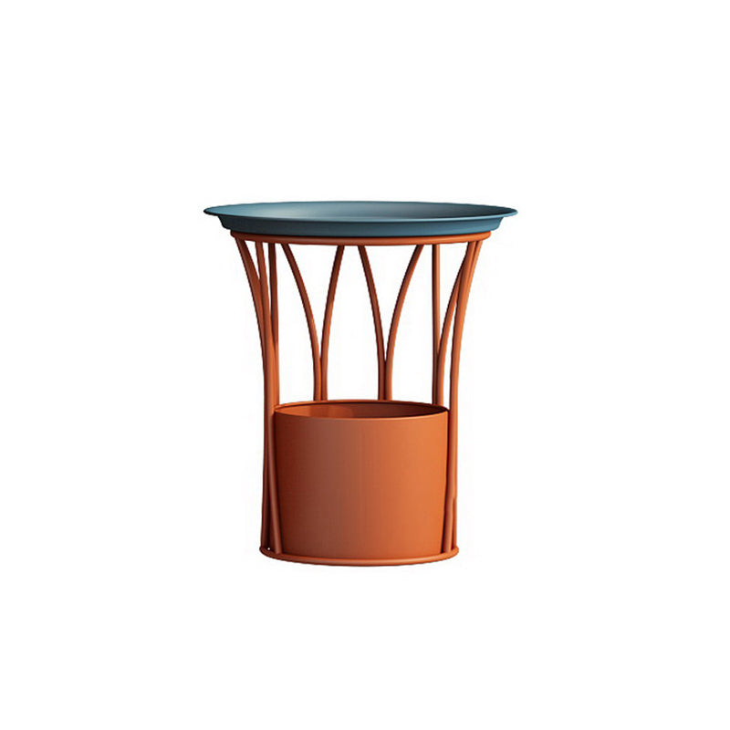 Round Tray Top Side End Table Metal Pedestal Side Table with Storage