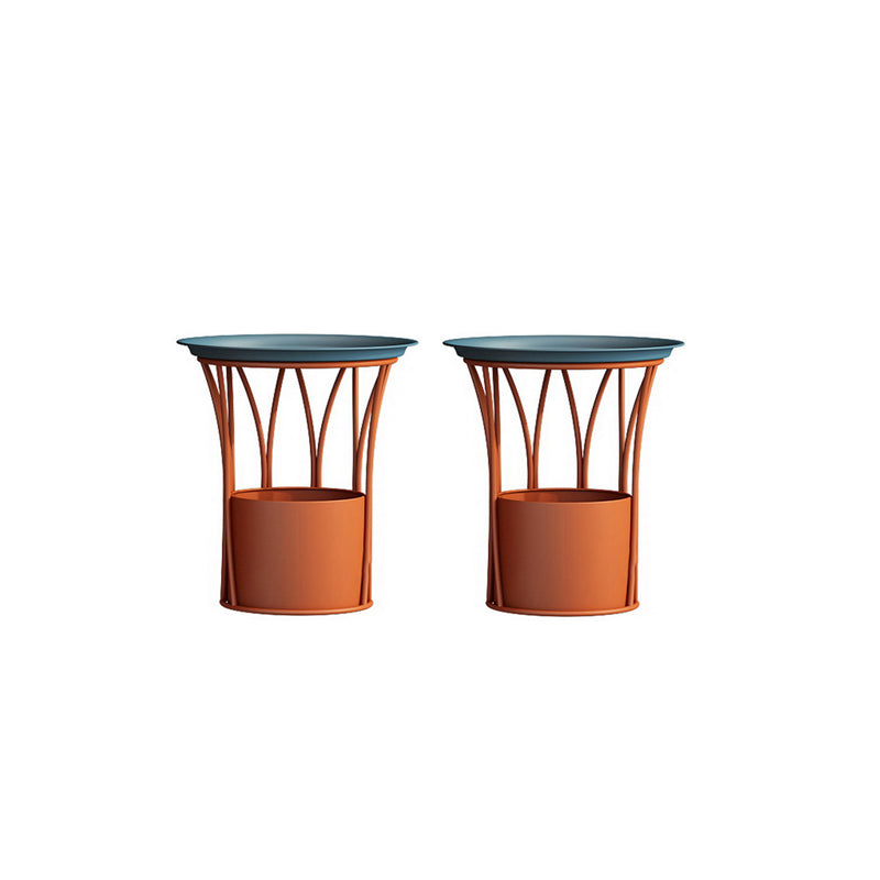 Round Tray Top Side End Table Metal Pedestal Side Table with Storage