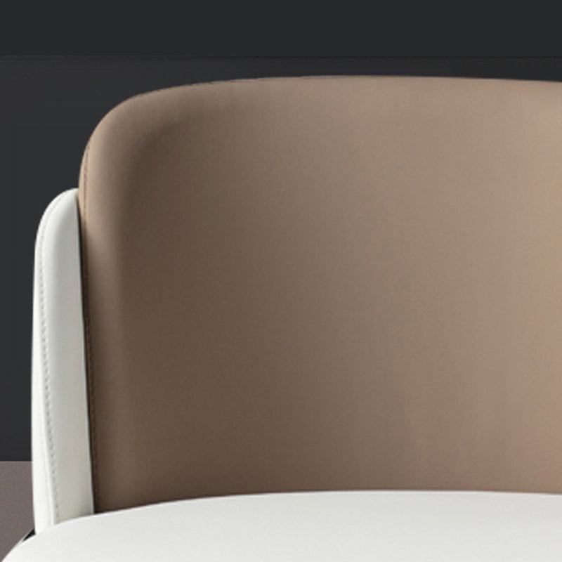 Fixed Back White Lounge Chair Armless Office Chair with Black Legs