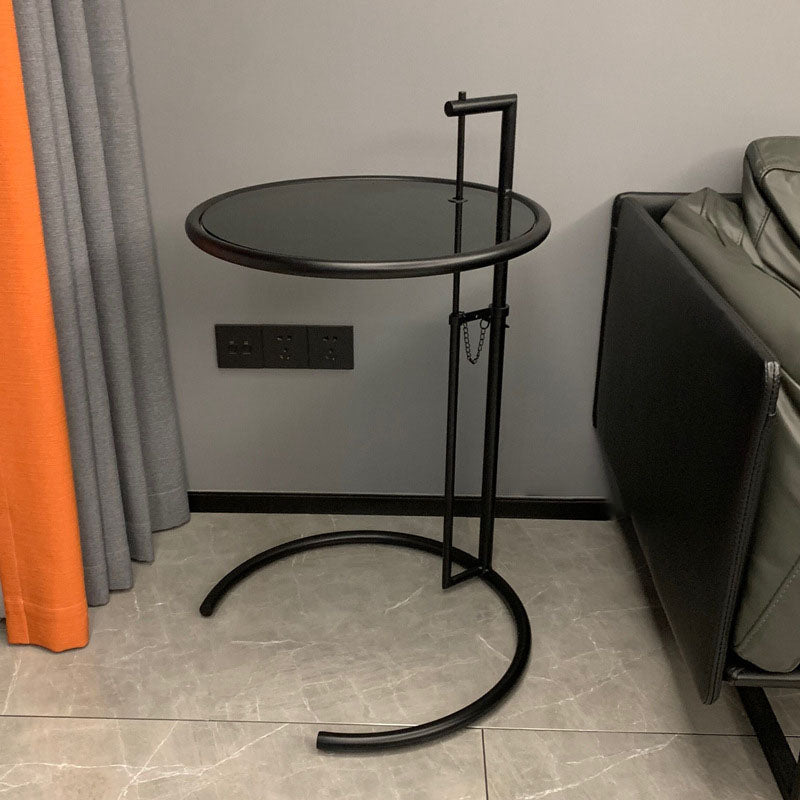 26.4" Tall Round Glass Top End Table Stainless Steel C Side Table