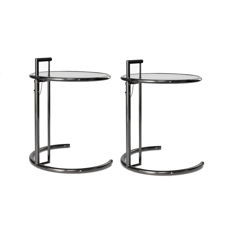 26.4" Tall Round Glass Top End Table Stainless Steel C Side Table