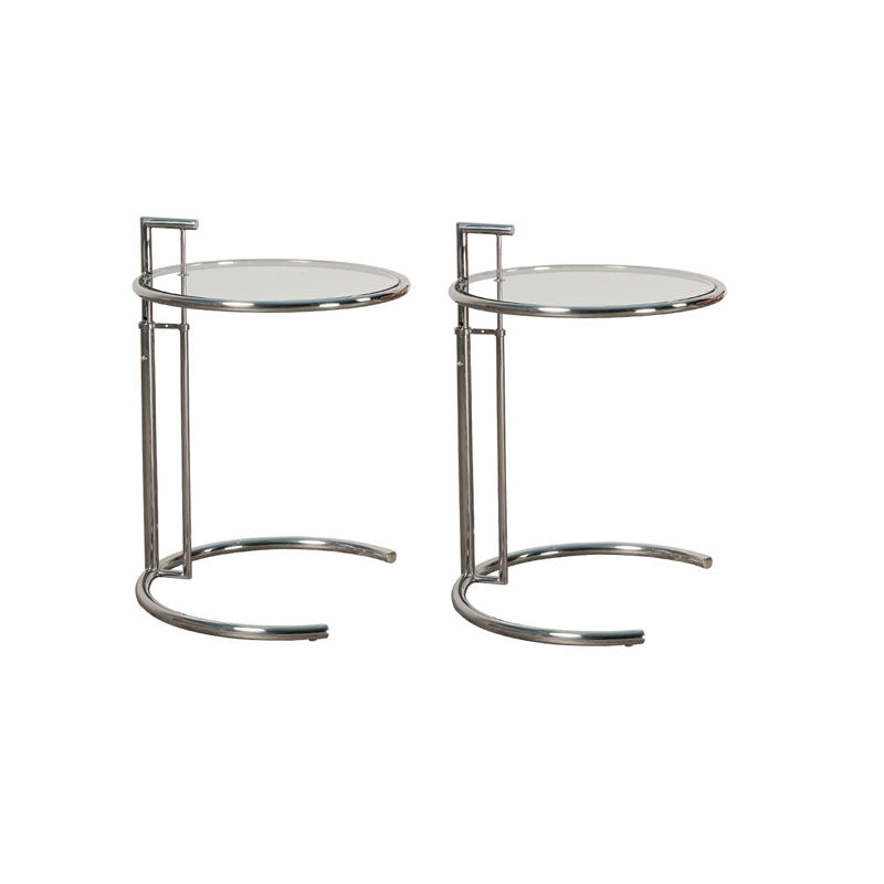 26.4" Tall Round Glass Top End Table Stainless Steel C Side Table