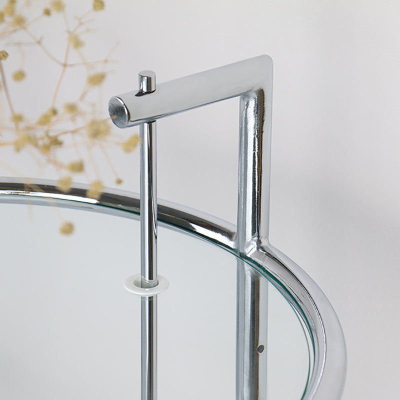 26.4" Tall Round Glass Top End Table Stainless Steel C Side Table