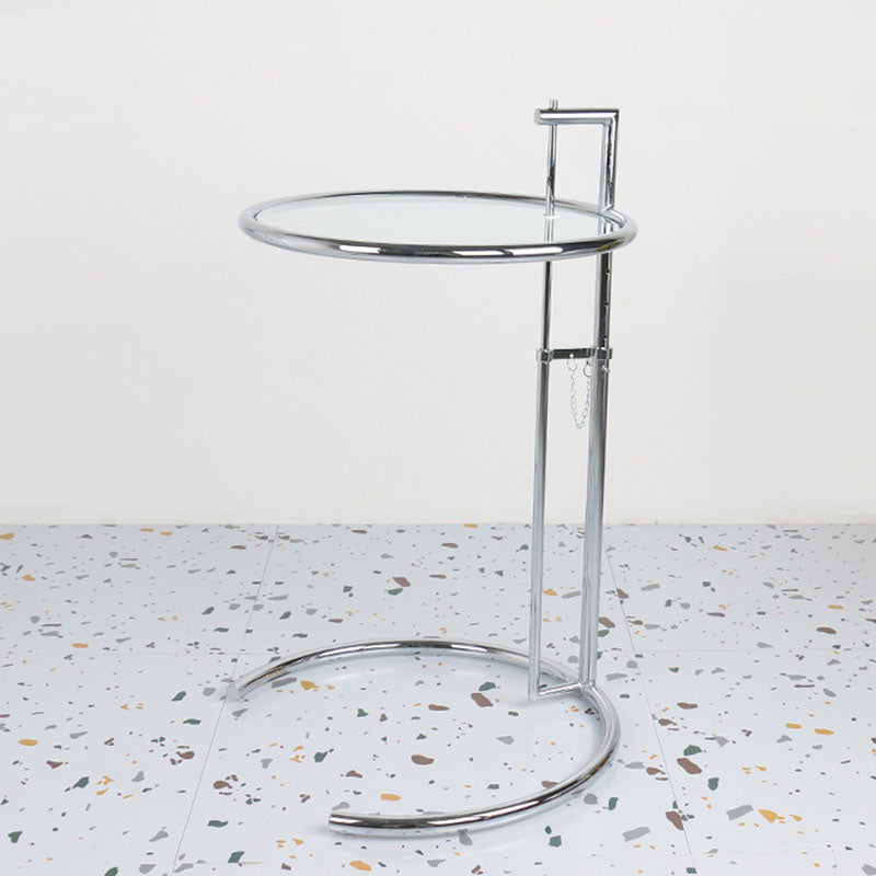 26.4" Tall Round Glass Top End Table Stainless Steel C Side Table