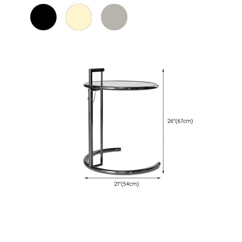 26.4" Tall Round Glass Top End Table Stainless Steel C Side Table