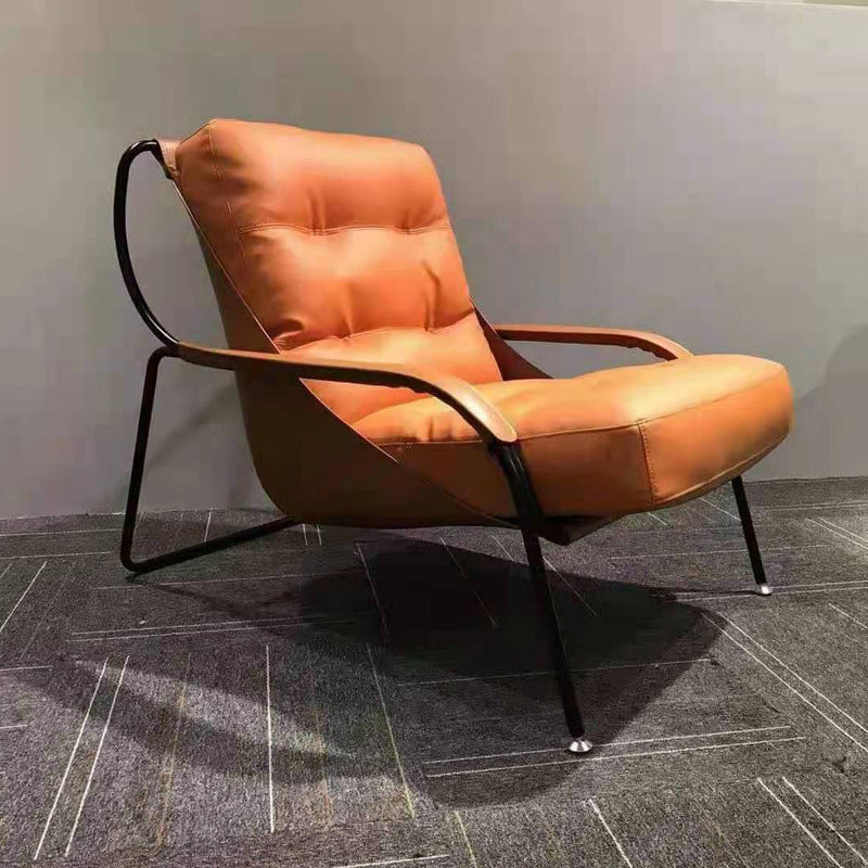 Fixed Back Lounge Chair Fabric Seat Sloped Arms Chair with Black Legs