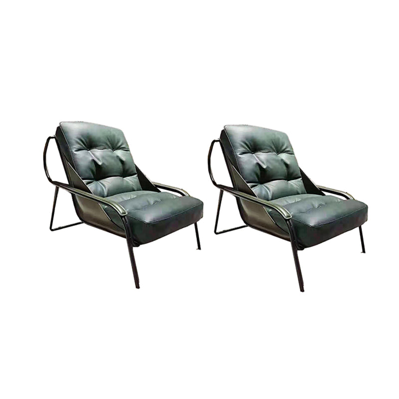 Fixed Back Lounge Chair Fabric Seat Sloped Arms Chair with Black Legs