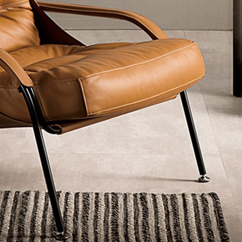 Fixed Back Lounge Chair Fabric Seat Sloped Arms Chair with Black Legs
