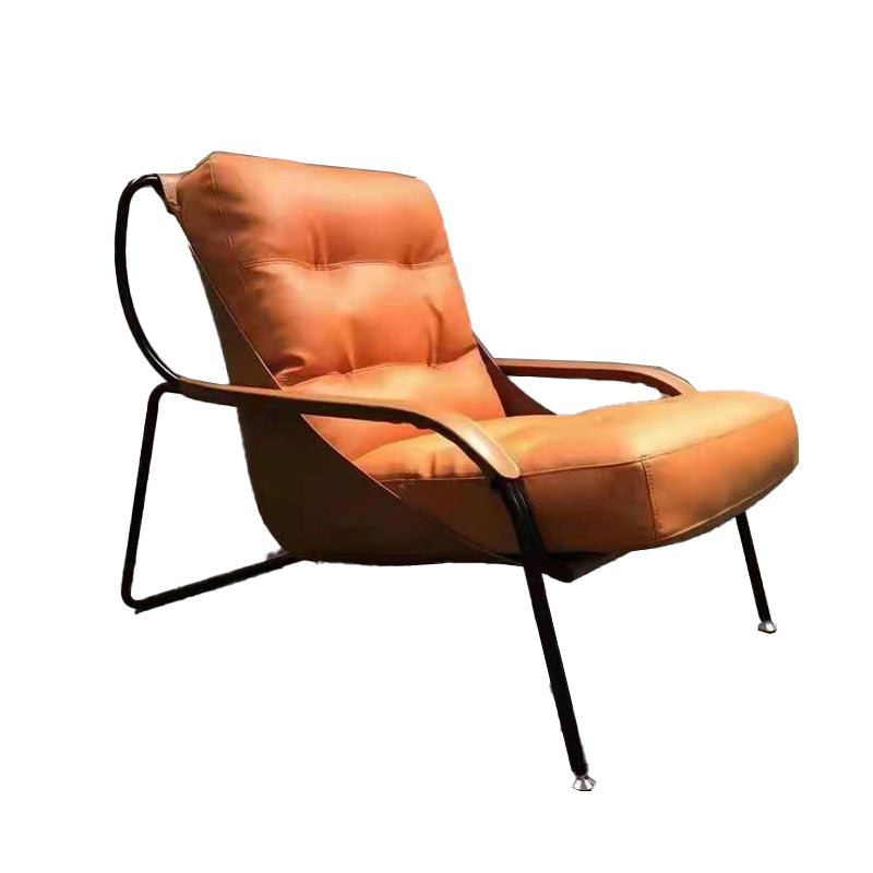 Fixed Back Lounge Chair Fabric Seat Sloped Arms Chair with Black Legs