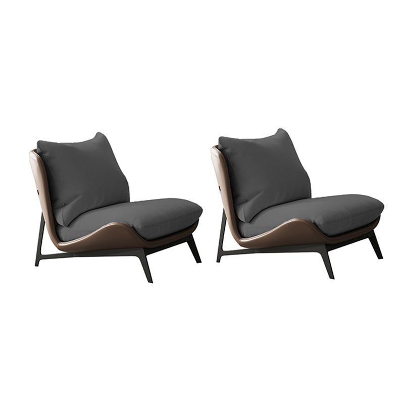 Fixed Back Pillow Lounge Chair Fabric Seat Chair with Black Legs