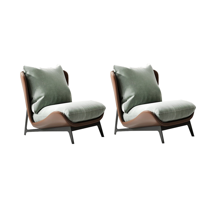 Fixed Back Pillow Lounge Chair Fabric Seat Chair with Black Legs