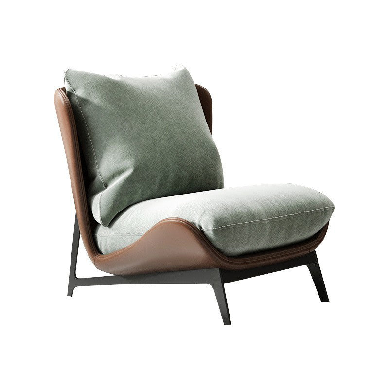 Fixed Back Pillow Lounge Chair Fabric Seat Chair with Black Legs