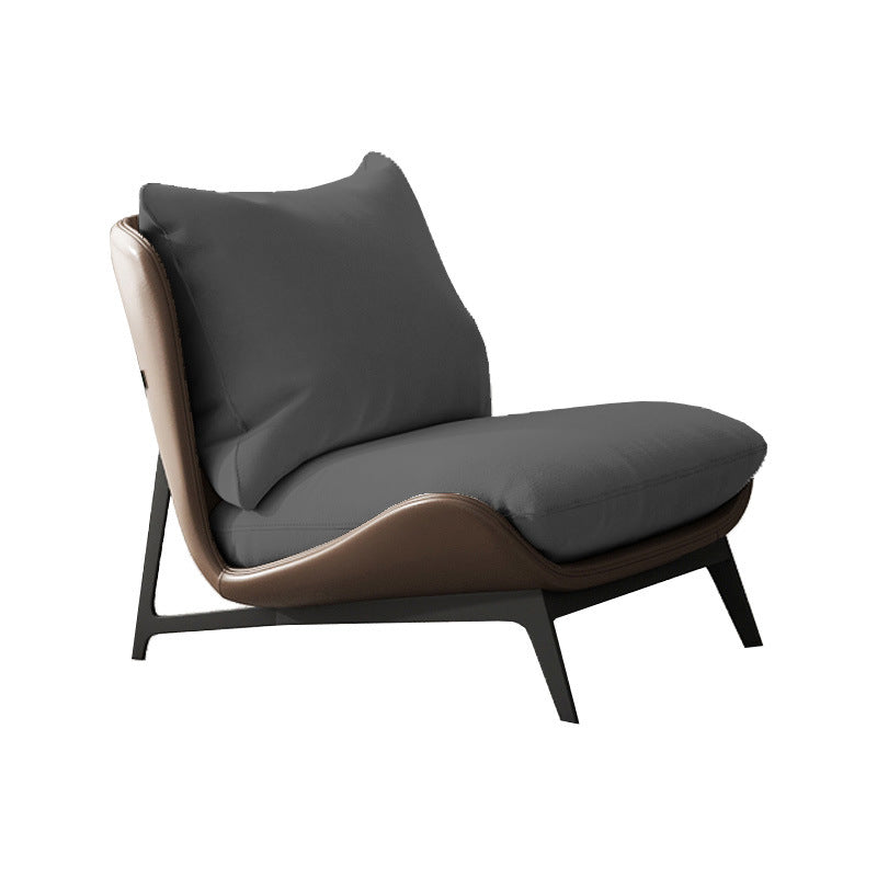 Fixed Back Pillow Lounge Chair Fabric Seat Chair with Black Legs