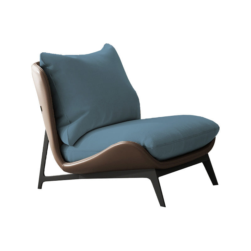 Fixed Back Pillow Lounge Chair Fabric Seat Chair with Black Legs