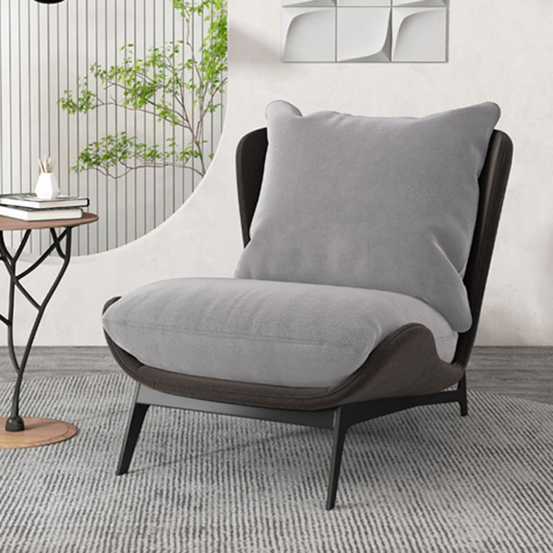 Fixed Back Pillow Lounge Chair Fabric Seat Chair with Black Legs