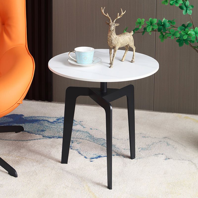 Modern 21.65" Tall Steel 3 Legs End Table Round Slate Top Side Table