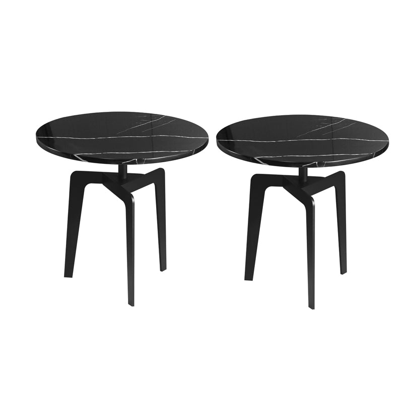 Modern 21.65" Tall Steel 3 Legs End Table Round Slate Top Side Table