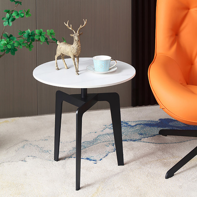 Modern 21.65" Tall Steel 3 Legs End Table Round Slate Top Side Table
