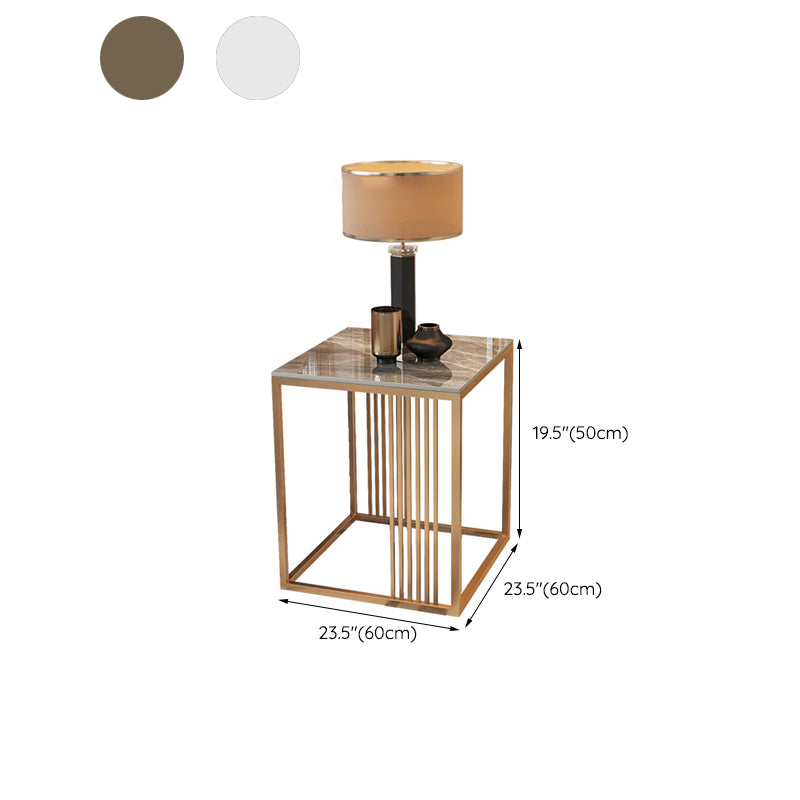 Modern Square Slate Top Side Table 19.68" Tall Steel Frame End Table