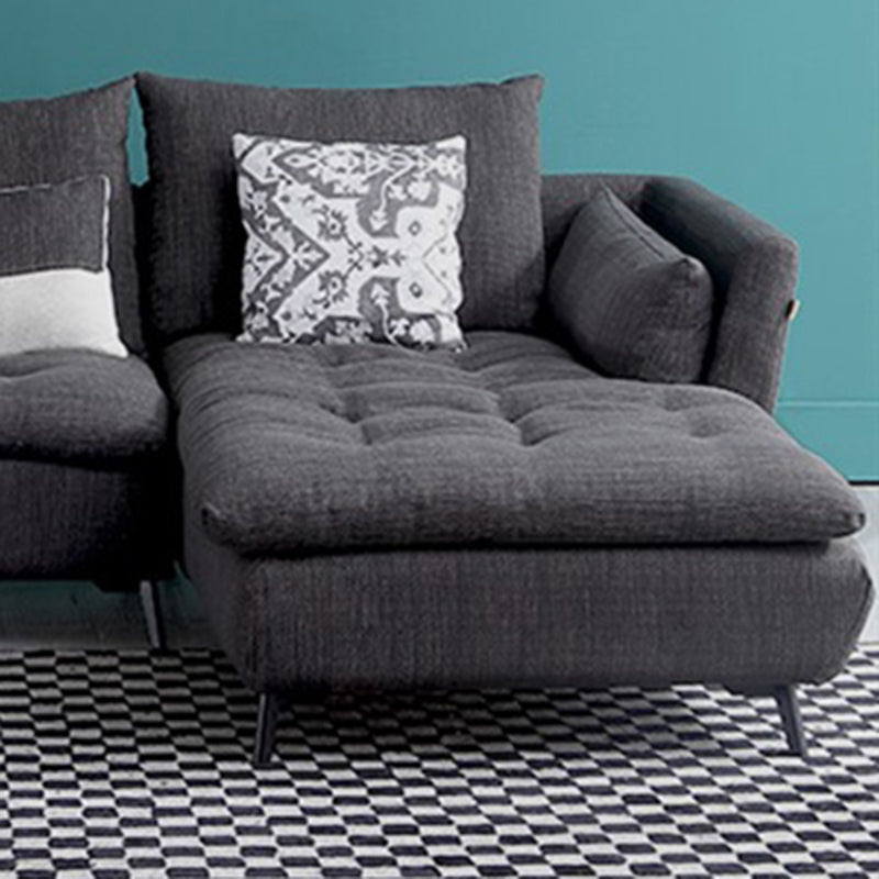 66" Wide Modern Sectional Sofa Square Arm Grey Tufted Sectional