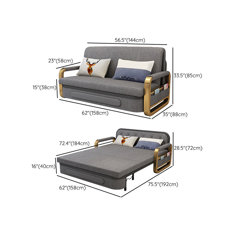 33.46"H Modern Cotton Blend Square Arm Sofa Bed for Living Room