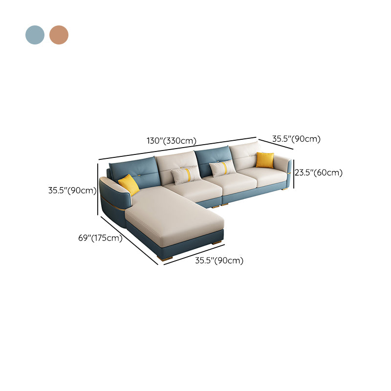 Sqaure Arm Tufted Back Sectional Luxurious 4-seat Sectional Sofa