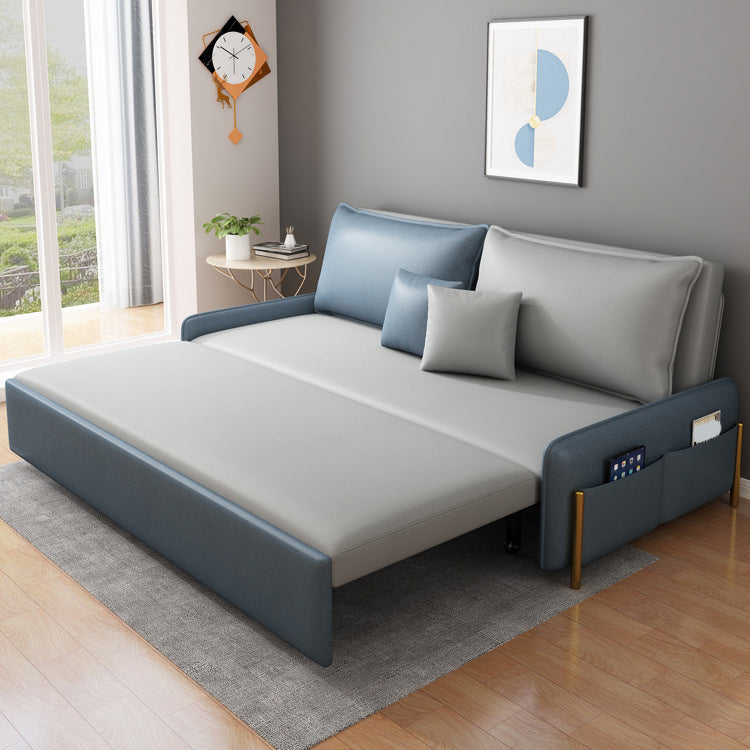 Contemporary Style Faux Leather Armless Sofa Bed for Apartment Use